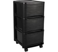 EDA Plastiques – Tour de rangement Stone – 3 tiroirs (3×14 L), roulettes – Noir