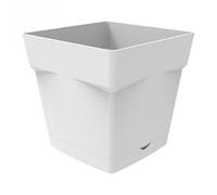 EDA Plastiques Pot Toscane carré avec Soucoupe clipsée 13641 BL SX6 Blanc 17,4 x 17,4 x 17 cm
