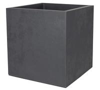 EDA - Pot Carré 40 cm Basalt 31 L - Décor Imitation Béton - Double Paroi - Zone de Rétention d'eau - 39,5 x 39,5 x H.43,5 cm - Gris Anthracite