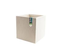 EDA - Pot Carré 40 cm Volcania 31 L - Décor Imitation Pierre - Utilisable à l'Intérieur et à l'Extérieur - Zone de Rétention d'eau pour Limiter l'Arrosage - 39,5 x 39,5 x 43,5 cm - Beige Calcaire
