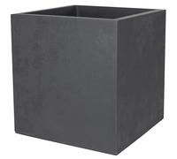 EDA - Pot Carré 50 cm Basalt - 57 L - Décor Imitation Béton - Utilisable à l'Intérieur et à l'Extérieur - Zone de Rétention d'eau pour Limiter l'Arrosage - 49,5 x 49,5 x H .49,5 cm - Gris Anthracite