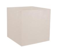 EDA - Pot Carré 50 cm Volcania 57 L - Décor Imitation Pierre - Double Paroi - Zone de Rétention d'eau - 49,5 x 49,5 x 49,5 cm - Beige Calcaire