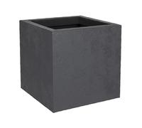 EDA - Pot Carré Basalt'Up 21 L - Décor Imitation Béton - Simple Paroi - Zone de Rétention d'eau - 29,5 x 29,5 x H.29,5 cm - Gris Anthracite