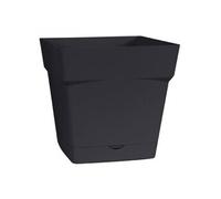 EDA Plastiques Pot Toscane carré avec Soucoupe clipsée 13641 G.Ant SX6 Gris Anthracite 17,4 x 17,4 x 17 cm