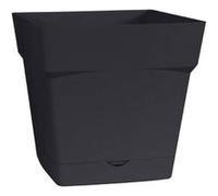 EDA Plastiques Pot Toscane carré avec Soucoupe clipsée 13641 G.Ant SX6 Gris Anthracite 17,4 x 17,4 x 17 cm