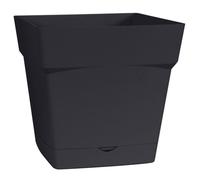 EDA Plastiques Pot Toscane carré avec Soucoupe clipsée 13641 G.Ant SX6 Gris Anthracite 17,4 x 17,4 x 17 cm