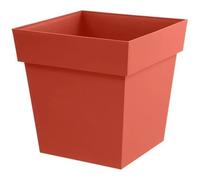 EDA Plastiques Pot de fleurs carré Toscane 32 cm 22 L Intérieur/Extérieur Orange Terre Battue