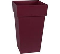 EDA Pot de Fleur Carré Haut TOSCANE - Volume 62 L - 39 x 39 x H.65 cm - Rouge bourgogne Rouge G