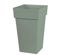 EDA - Pot de Fleur Carré Haut Toscane - Volume 62 L - 39 x 39 x H.65 cm, Vert Laurier