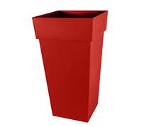 EDA Pot de fleurs XXL Toscane - Carré - 43,3 x 43,3 x H 80 cm - 98 L - Rouge rubis