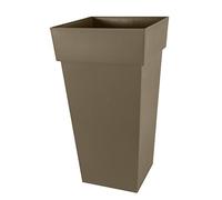 EDA - Pot de Fleur Carré Haut XXL Toscane - Volume 98 L - 43,3 x 43,3 x H.80 cm, Taupe