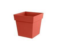 EDA Plastiques Pot de fleurs carré Toscane 32 cm 22 L Intérieur/Extérieur Orange Terre Battue