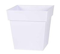 EDA Pot de fleur carré Toscane - 32 x 32 x H 32 cm - 22 L - Blanc