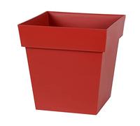 EDA Pot de fleur carré Toscane - 32 x 32 x H 32 cm - 22 L - Rouge rubis
