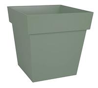 EDA Plastiques – Pot de fleur carré Toscane – 39 x 39 x H.39 cm – 38 L – Vert Laurier