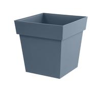 EDA Plastiques Pot de fleur carré Toscane 50 cm – 87 L – 49,5×49,5×H52,5 cm – Bleu jean