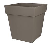 EDA Plastiques Pot de fleurs carré Toscane 50 cm 87 L 49,5 x 49,5 x H52,5 cm Taupe