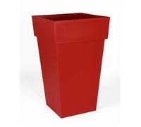 EDA Pot de fleur haut carré TOSCANE - 62 L - 39 x 39 x H 65 cm - Rouge rubis