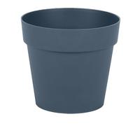 EDA - Pot de Fleur Rond Toscane Ø 14 cm - 1,1 L - Intérieur & Extérieur - Zone de rétention d'eau pour Limiter l'Arrosage - Plastique Recyclé - Ø 13,5 cm x H.11,7 cm - Bleu Jean
