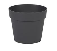 EDA - Pot de Fleur Rond TOSCANE Ø 14 cm - Intérieur & Extérieur - Zone de rétention d'eau pour limiter l'Arrosage - Plastique Recyclé 1,1 L - Ø 13,5 cm x H.11,7 cm - Gris Anthracite
