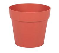 EDA - Pot de Fleur Rond Toscane Ø 15 cm - 1,6 L - Intérieur & Extérieur - Zone de rétention d'eau pour Limiter l'Arrosage - Plastique Recyclé - Ø 15,3 x H.13,7 cm - Orange Terre Battue