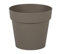 EDA - Pot de Fleur Rond Toscane Ø 15 cm - 1,6 L - Intérieur & Extérieur - Zone de rétention d'eau pour Limiter l'Arrosage - Plastique Recyclé - Ø 15,3 x H.13,7 cm - Taupe