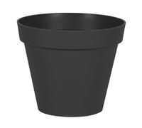 EDA - Pot de Fleur Rond Toscane Ø 25 cm - 6 L - Intérieur & Extérieur - Zone de rétention d'eau pour limiter l'Arrosage - Plastique Recyclé - Ø 25 x H.21 cm - Gris Anthracite