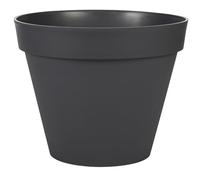 EDA - Pot de Fleur Rond Toscane Ø 40 cm - 23 L - Intérieur & Extérieur - Zone de rétention d'eau pour Limiter l'Arrosage - Plastique Recyclé - Ø 39,5 x H.31 cm - Gris Anthracite
