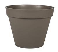 EDA - Pot de Fleur Rond Toscane Ø 40 cm - 23 L - Intérieur & Extérieur - Zone de rétention d'eau pour Limiter l'Arrosage - Plastique Recyclé - Ø 39,5 x H.31 cm - Taupe