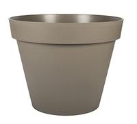EDA - Pot de Fleur Rond Toscane Ø 60 cm - 76 L - Intérieur & Extérieur - Zone de rétention d'eau pour Limiter l'Arrosage - Plastique Recyclé - Ø 59 x H.47 cm - Taupe