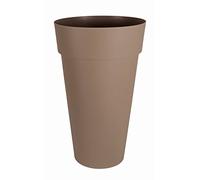 EDA - Pot de Fleur Vase Haut XXL TOSCANE Ø 48 cm - 90 L - Intérieur & Extérieur - Zone de rétention d'eau pour limiter l'Arrosage - Plastique Recyclé - Ø 48 x H.80 cm - Taupe