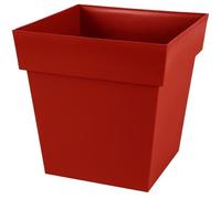 EDA Pot de fleurs carré TOSCANE - 38 L - 39 x 39 x H39cm - Résistant gel et UV - Rouge rubis