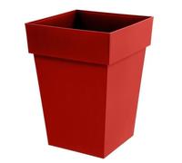 EDA Pot de fleurs carré TOSCANE - 51 L - 39 x 39 x H 53 cm - Résistant gel et UV - Rouge rubis