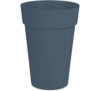 EDA Plastiques Pot de fleur rond Toscane Ø 46 x H.65 cm 67 L Intérieur/Extérieur Bleu jean
