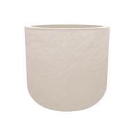 EDA - Pot Rond 40 cm Volcania'Up 32,5 L - Décor Imitation Pierre - Simple Paroi avec Colerette Trompe-l'oeil - Zone de Rétention d'eau pour Limiter l'Arrosage - Ø 38,5 x H.36,8 cm - Beige Calcaire