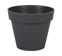 EDA - Pot de Fleur Rond Toscane Ø 20 cm - 3 L - Intérieur & Extérieur - Zone de rétention d'eau pour Limiter l'Arrosage - Plastique Recyclé - Ø 20 x H.17 cm - Gris Anthracite
