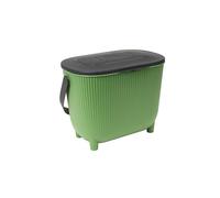 EDA Plastiques Poubelle à compost 10 L – Couvercle & filtre à charbon – Vert cactus/Gris anthracite