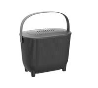 EDA Poubelle à compost 10 L avec couvercle et filtre à charbon Noir/Gris 31,5×21,7×25 cm
