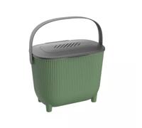 EDA Plastiques Poubelle à compost 10 L – Couvercle & filtre à charbon – Vert cactus/Gris anthracite