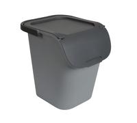 EDA - Poubelle de tri 40 L - Poubelle de tri sélectif avec Couvercle - Large Ouverture - Superposable et Emboîtable - Gris Béton