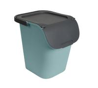 EDA - Poubelle de tri 40 L - Poubelle de tri sélectif avec couvercle - Large ouverture - Superposable et Emboitable - Vert Eucalyptus