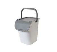 EDA Poubelle de tri 40 L – Couvercle, grande ouverture, superposable et emboîtable – Gris Béton