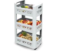 EDA - Resserre MOBILO - 3 Bacs de Rangement 11 L - Étagère Réglable - 4 roulettes Multidirectionnelles - Blanc - 45 x 29 x 79 cm