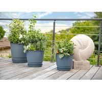 EDA-Soucoupe bleu jean pour pot Poetic Joy 35 - diamètre 26,6 x H 3,4 cm