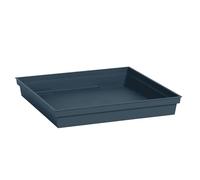 EDA - Soucoupe Carrée Toscane 26,7 cm - pour Pot de Fleur Carré Toscane 32 cm - 26,7 x 26,7 x H.3,8 cm - Bleu Jean