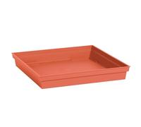 EDA - Soucoupe Carrée Toscane 26,7 cm - pour Pot de Fleur Carré Toscane 32 cm - 26,7 x 26,7 x H.3,8 cm - Orange Terre Battue