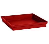 EDA - Soucoupe Carrée Toscane 26,7 cm - pour Pot de Fleur Carré Toscane 32 cm - 26,7 x 26,7 x H.3,8 cm - Rouge Rubis
