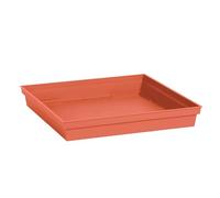 EDA - Soucoupe Carrée Toscane 32,6 cm - pour Pots de Fleur Carrés Toscane réf 13627-13628 - 13635 et 13639-32,6 x 32,6 x H.4,9 cm - Orange Terre Battue