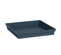 EDA - Soucoupe Carrée Toscane 40 cm - pour Pot de Fleur Carré Toscane 50 cm - 40 x 40 x H.5,9 cm - Bleu Jean