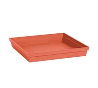 EDA - Soucoupe Carrée Toscane 40 cm - pour Pot de Fleur Carré Toscane 50 cm - 40 x 40 x H.5,9 cm - Orange Terre Battue